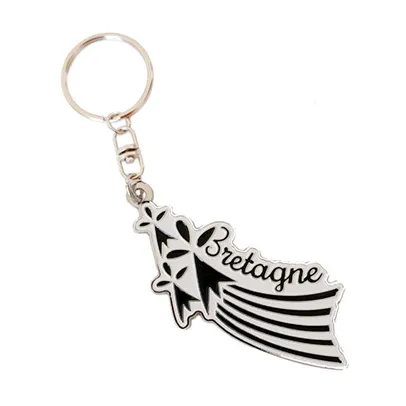 Porte-clés avec la carte stylisée de la Bretagne et son drapeau.